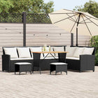 Tuinset L-vormig poly rattan zwart 269x181x87,5 cm