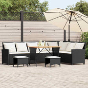 Tuinset L-vormig poly rattan zwart 269x181x87,5 cm