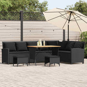 Tuinbankstel L-vormig poly rattan zwart 269x181x87,5 cm