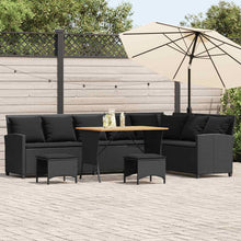 4-delige Tuinbankstel met kussens L-vormig poly rattan zwart
