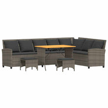 4-delige Tuinbankstel met kussens L-vormig poly rattan grijs