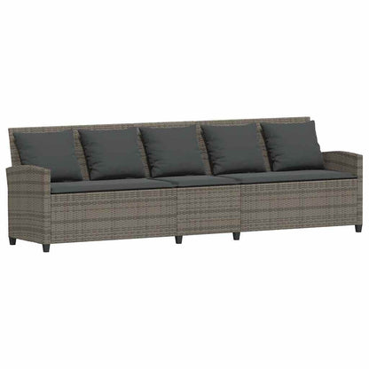 4-delige Tuinbankstel met kussens L-vormig poly rattan grijs
