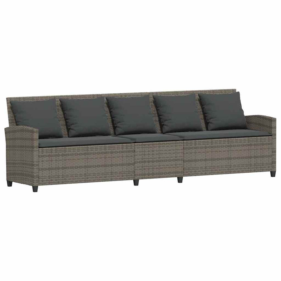 4-delige Tuinbankstel met kussens L-vormig poly rattan grijs