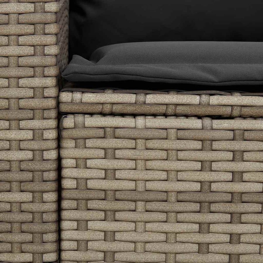 4-delige Tuinbankstel met kussens L-vormig poly rattan grijs