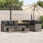 Tuinbankstel L-vormig poly rattan grijs 269x181x87.5 cm