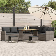 Tuinbankstel L-vormig poly rattan grijs 269x181x87.5 cm