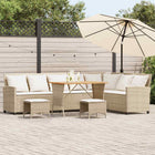 Tuinbankstel L-vormig 269x181x87,5 cm poly rattan beige