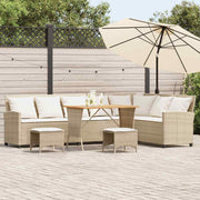 Tuinbankstel L-vormig 269x181x87,5 cm poly rattan beige
