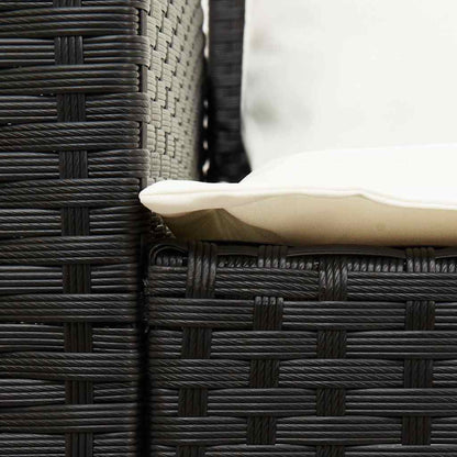 Tuinbank met kussens poly rattan zwart