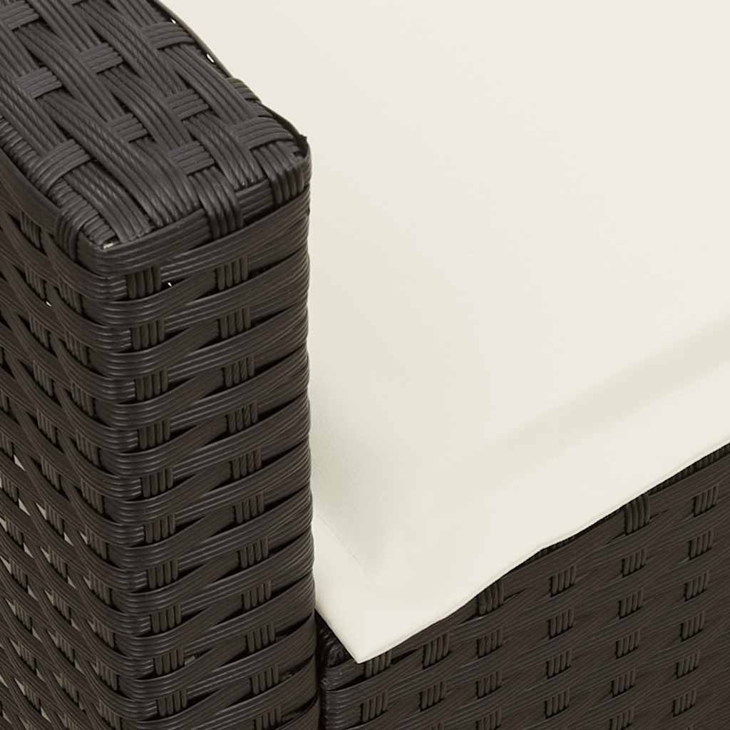 Tuinbank met kussens poly rattan zwart