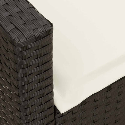 Tuinbank met kussens poly rattan zwart