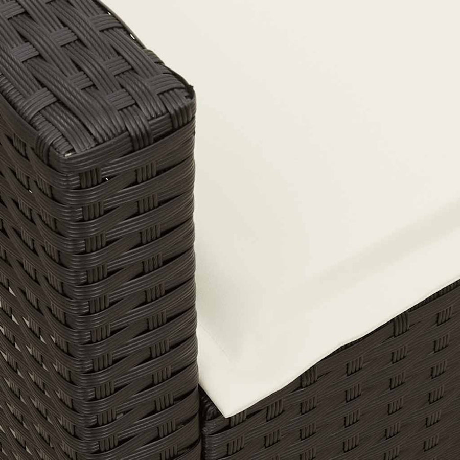 Tuinbank met kussens poly rattan zwart