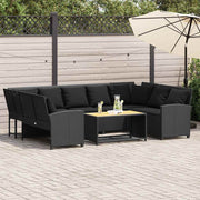 Tuinbank poly rattan zwart met kussens