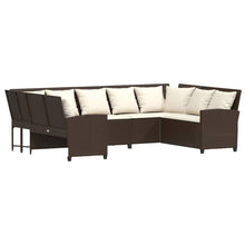 Tuinbank met kussens poly rattan bruin