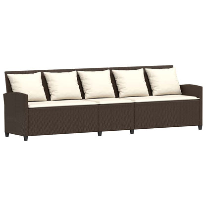 Tuinbank met kussens poly rattan bruin
