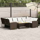 Tuinbank poly rattan bruin met kussens