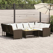 Tuinbank poly rattan bruin met kussens