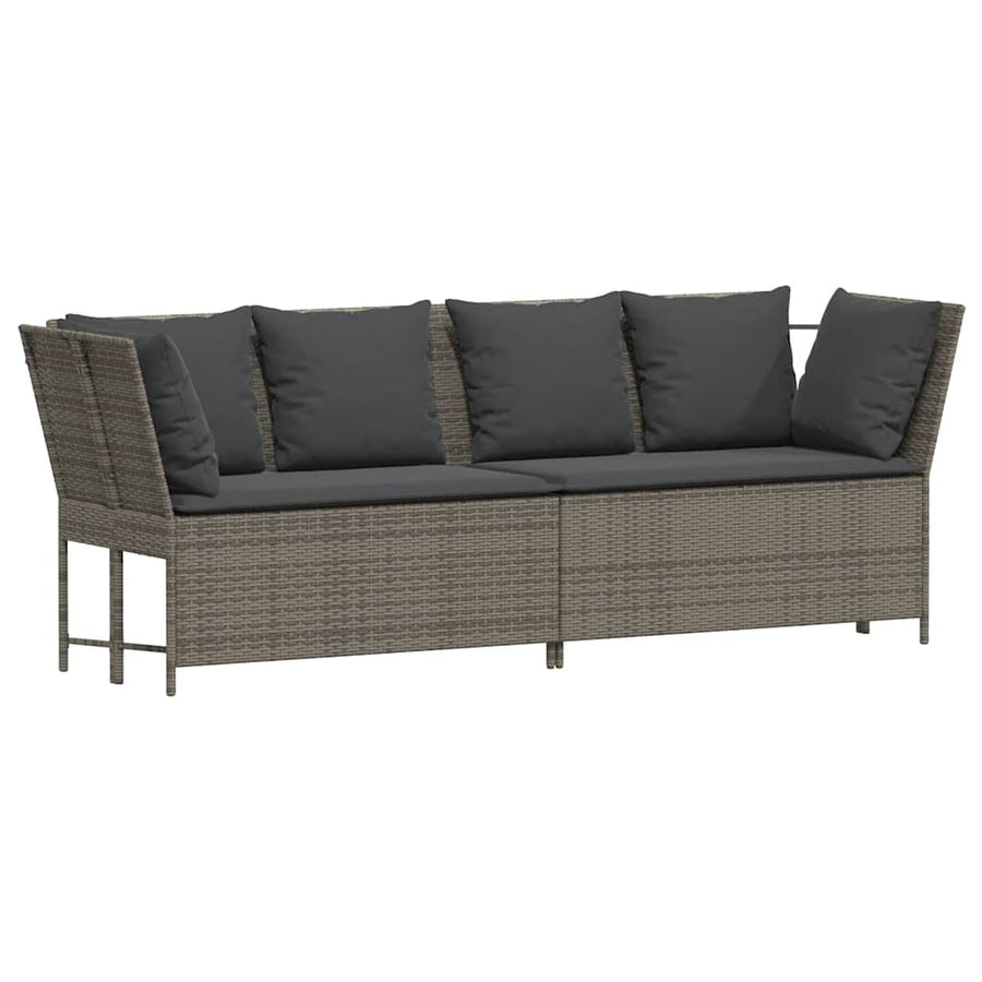 Tuinbank met kussens poly rattan grijs