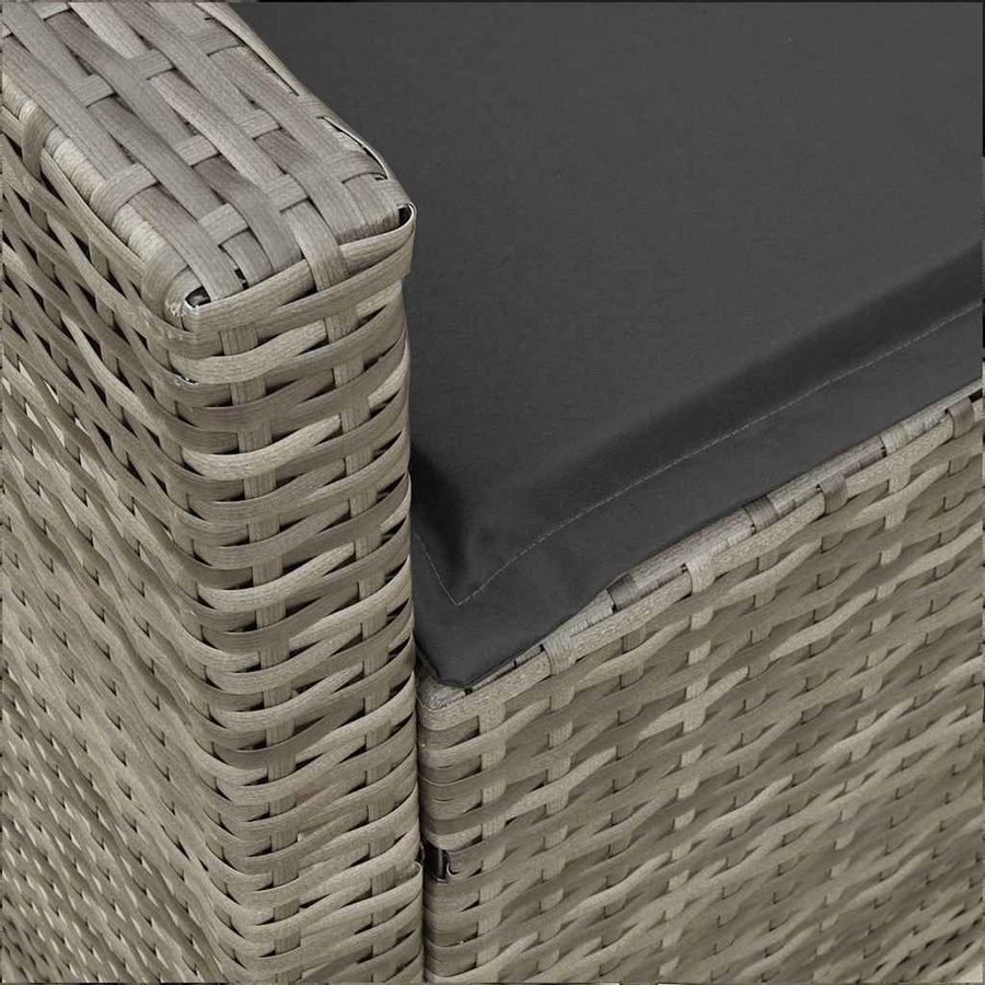 Tuinbank met kussens poly rattan grijs