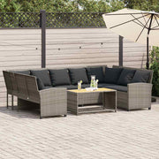 Tuinbank poly rattan grijs met kussens