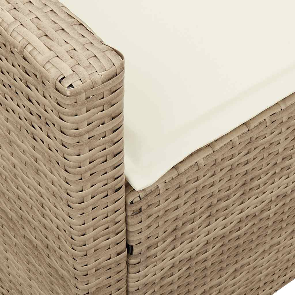 Tuinbank met kussens poly rattan beige