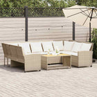 Garden bench with cushions poly rattan beige