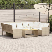 Tuinbank poly rattan beige met kussens