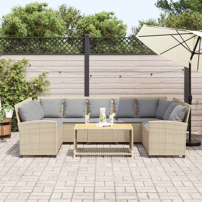 Tuinbank met kussens poly rattan beige
