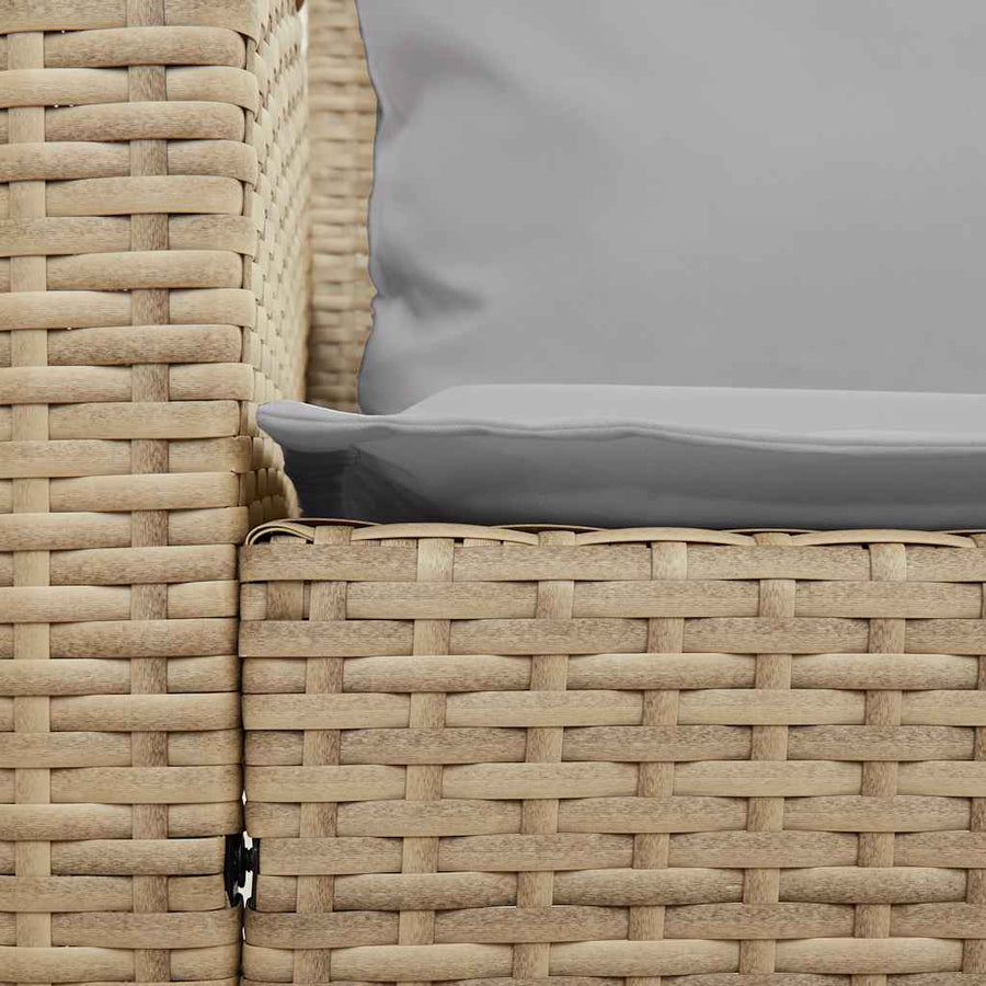 Tuinbank met kussens poly rattan beige