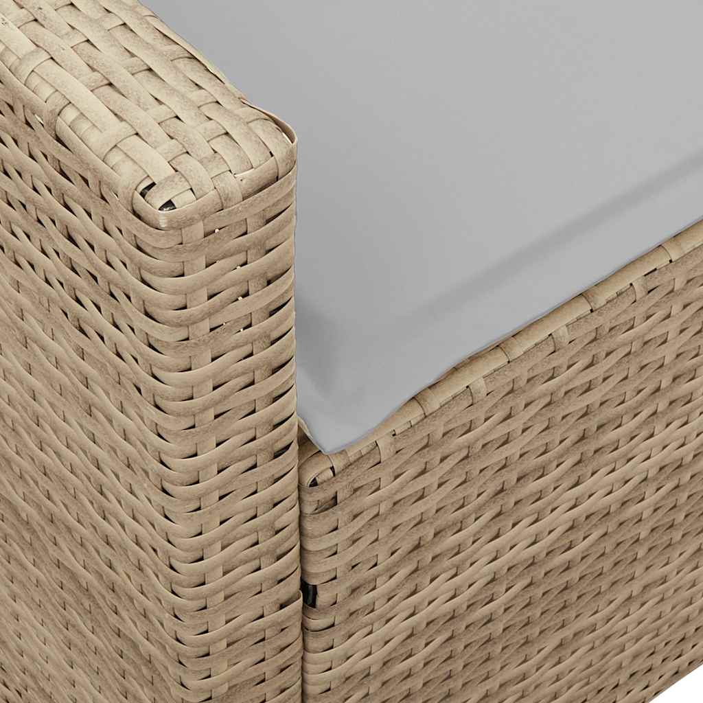 Tuinbank met kussens poly rattan beige