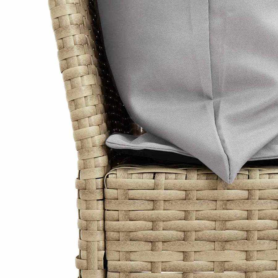 Tuinbank met kussens poly rattan beige
