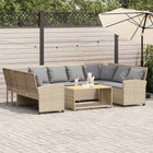 Garden bench with cushions poly rattan beige