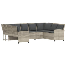 Tuinbank met kussens poly rattan lichtgrijs
