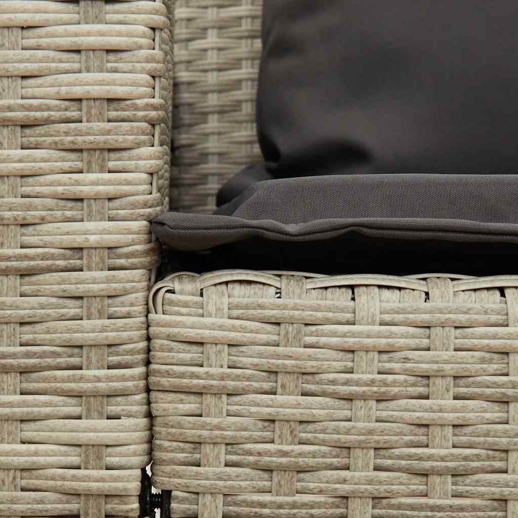 Tuinbank met kussens poly rattan lichtgrijs