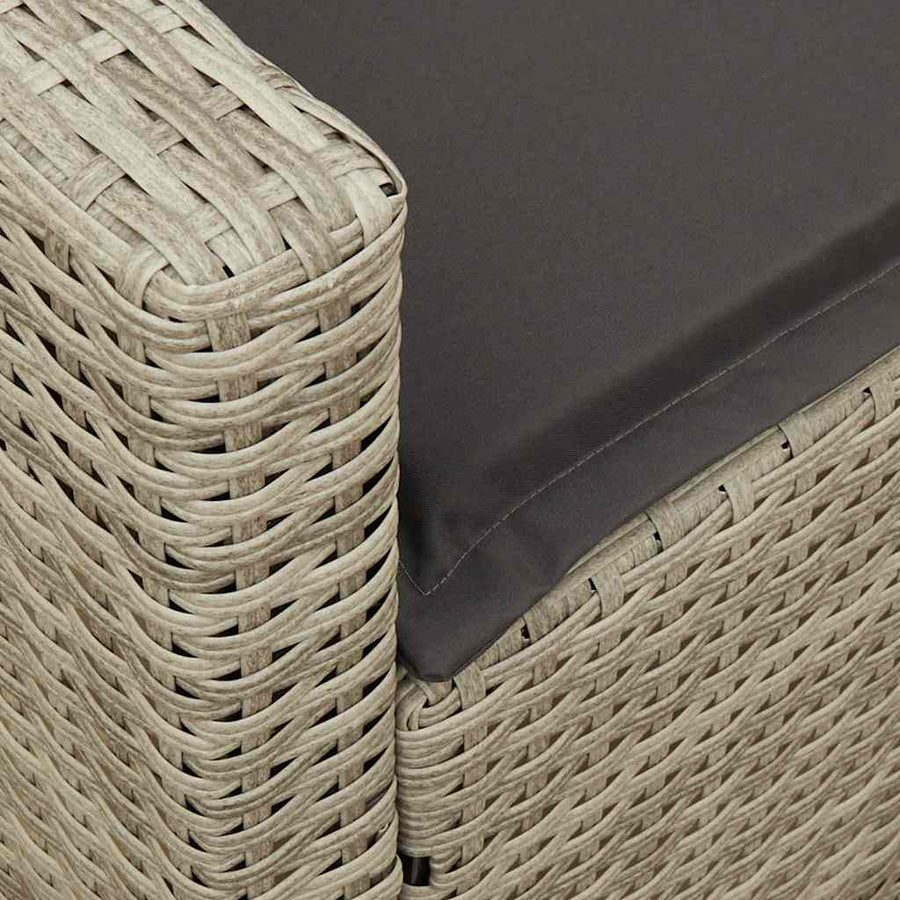 Tuinbank met kussens poly rattan lichtgrijs