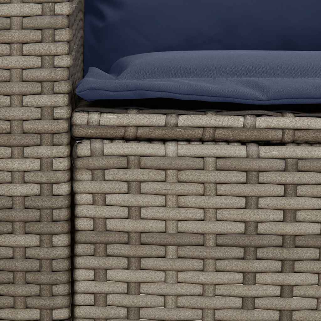 Tuinbank met kussens poly rattan grijs