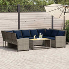 Tuinbank poly rattan grijs met kussens