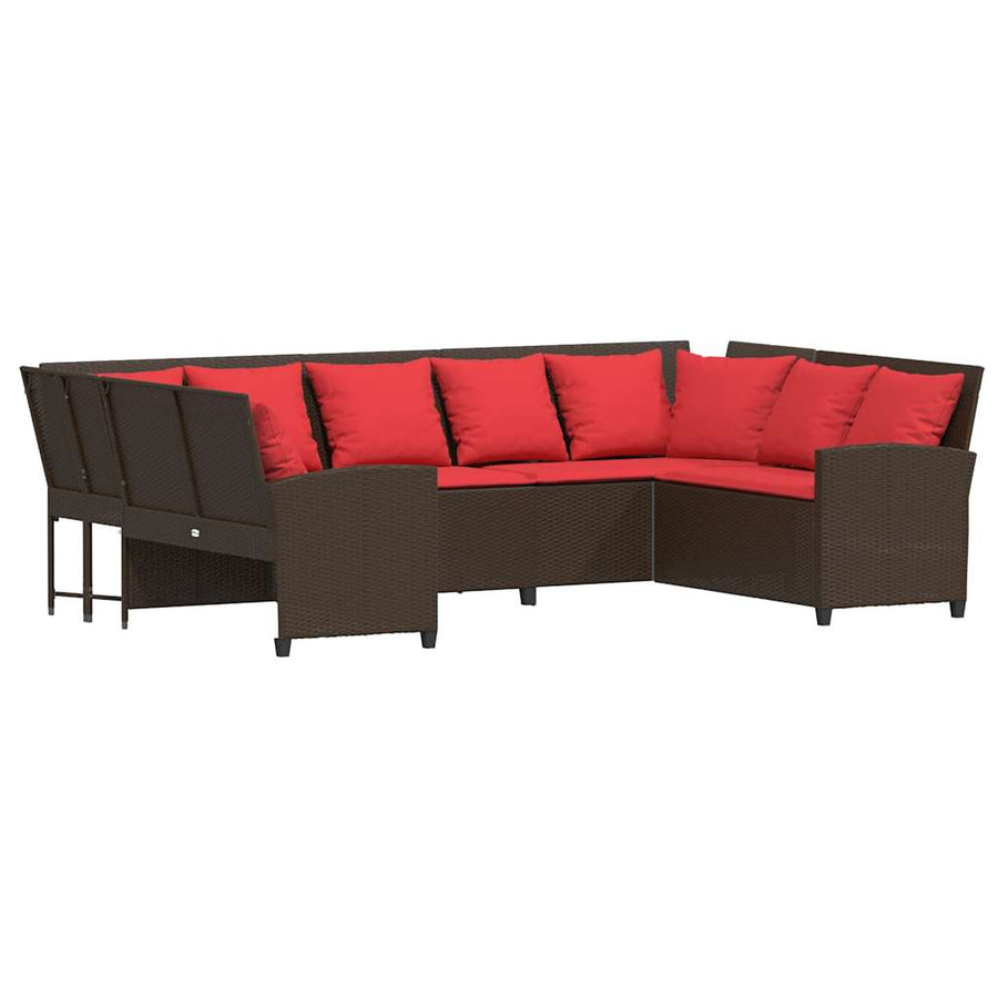 Tuinbank met kussens poly rattan bruin