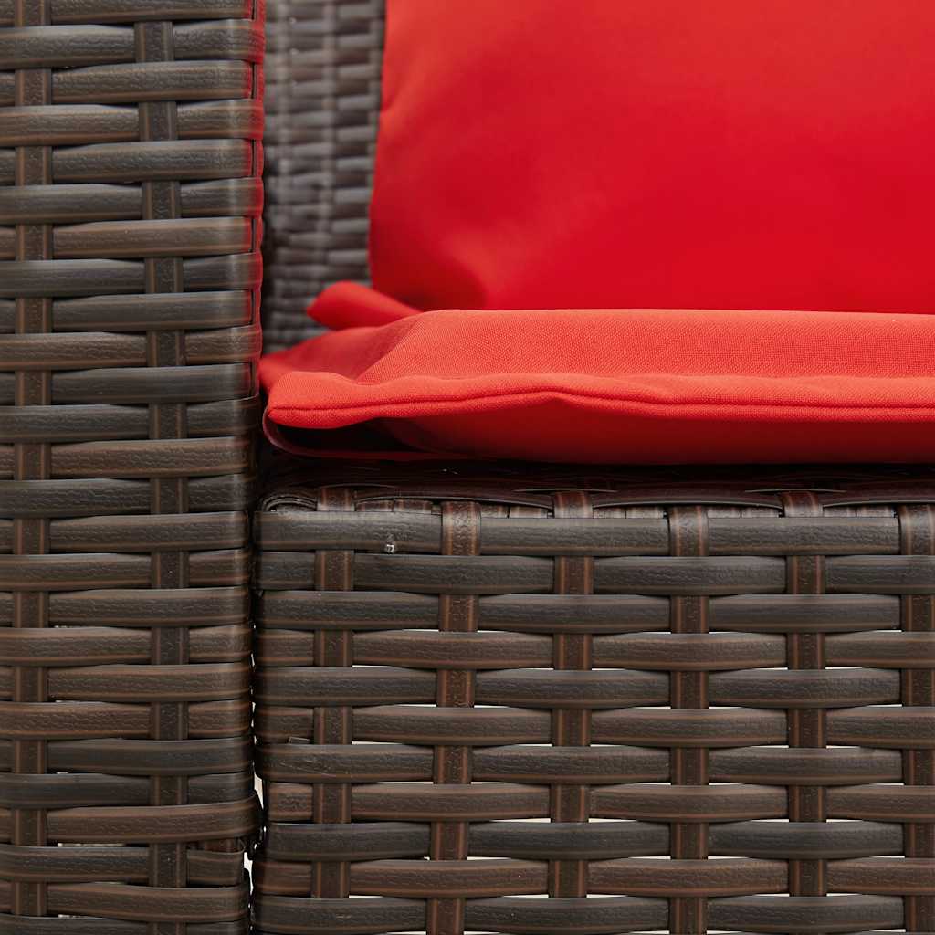 Tuinbank met kussens poly rattan bruin