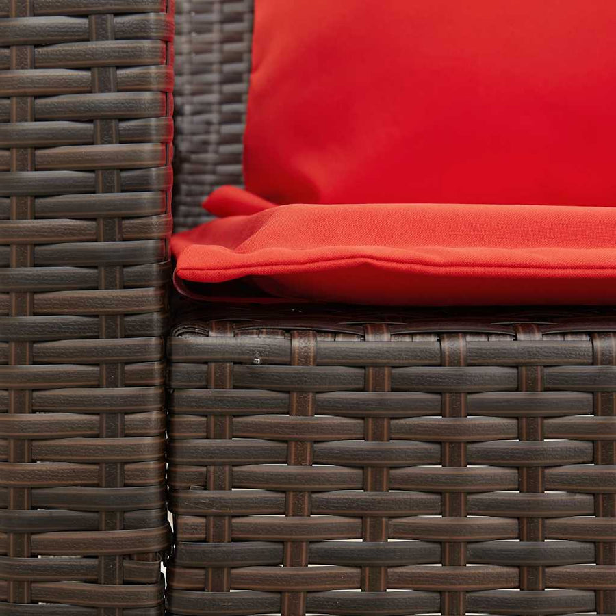 Tuinbank met kussens poly rattan bruin