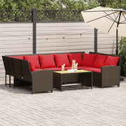 Tuinbank poly rattan bruin met kussens