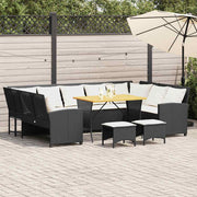 Loungeset 4-delig poly rattan zwart
