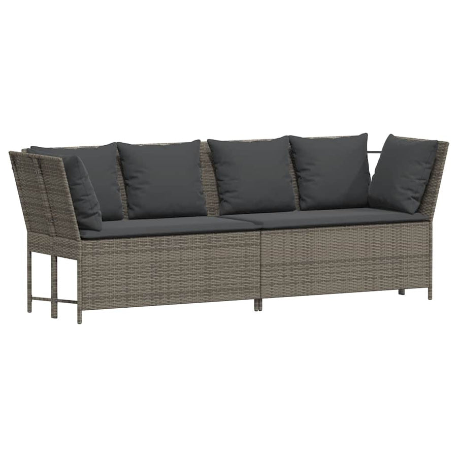 4-delige Loungeset met kussens poly rattan grijs