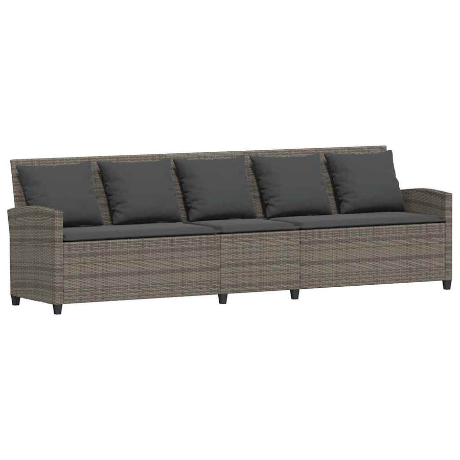 4-delige Loungeset met kussens poly rattan grijs