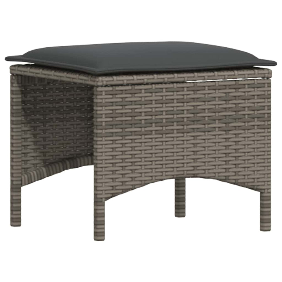 4-delige Loungeset met kussens poly rattan grijs