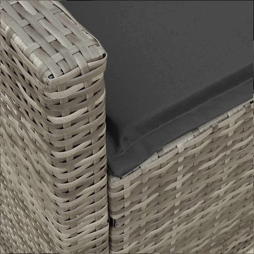 4-delige Loungeset met kussens poly rattan grijs