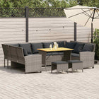 4-piece Lounge Set with cushions poly rattan grey