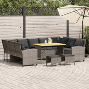 Loungeset 4-delig poly rattan grijs 288x181x87.5 cm
