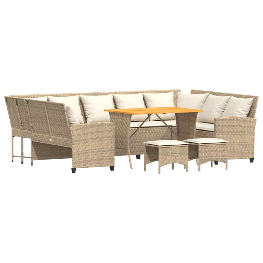 4-delige Loungeset met kussens poly rattan beige