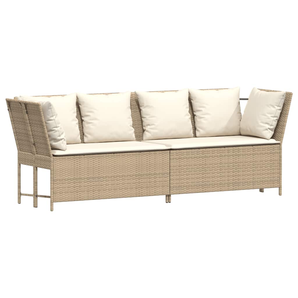 4-delige Loungeset met kussens poly rattan beige